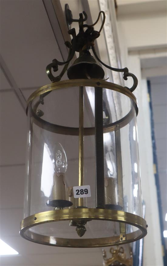 A gilt metal circular hall lantern